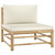 Garden Middle Sofa with Cream White Cushions Bamboo