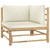 3 Piece Garden Lounge Set with Cream White Cushions Bamboo