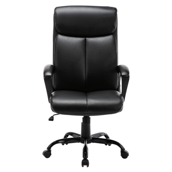 Free Shipping High Back Office Chair - Executive Bonded Leather Computer Desk Swivel Task Chair W/Rocking Function, Black