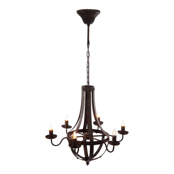 6 - Light Metal Chandelier, Hanging Light Fixture with Adjustable Chain for Kitchen Dining Room Foyer Entryway, Bulb Not Included