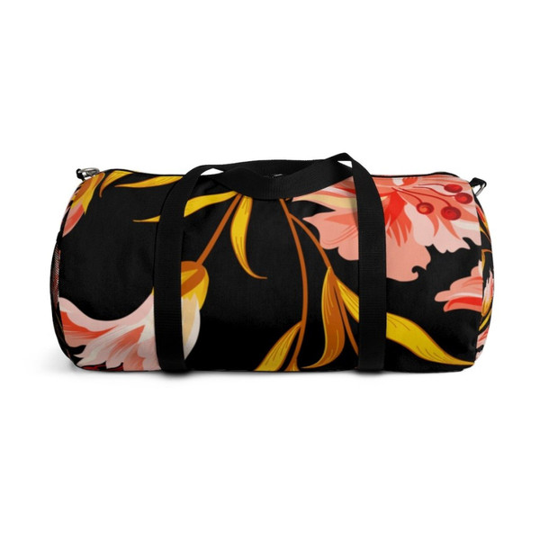 Duffel Bag, Pink Gold Floral Pattern