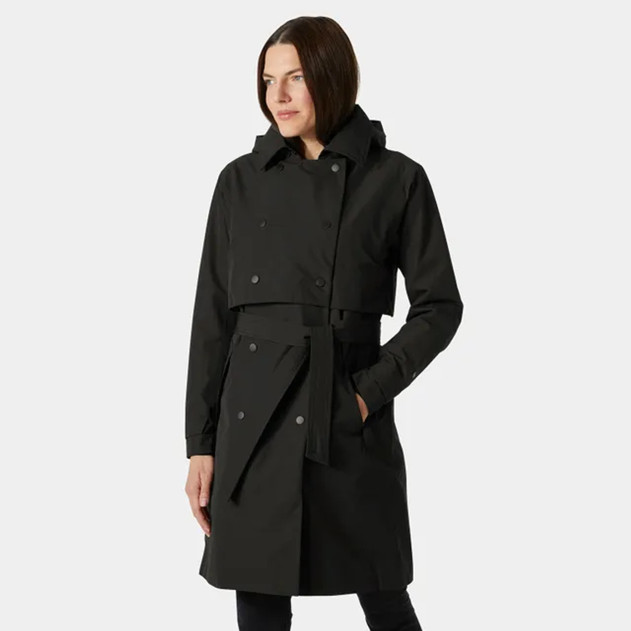 W Jane Insulated Trench Coat-Black