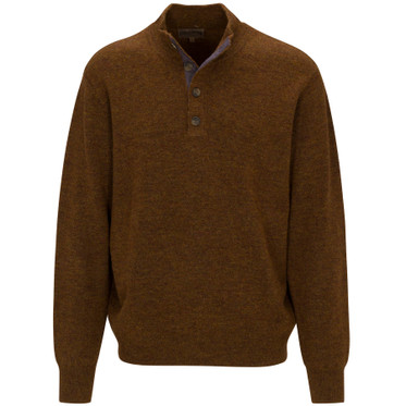 Four Button Placket Mock Sweater-Tobacco