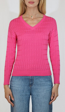 LS V Neck Pullover Cable Stitch