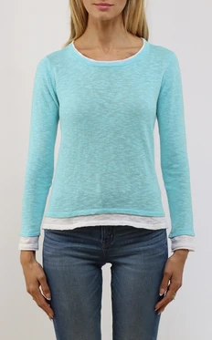 LS Cotton/ Linen Layered Crew