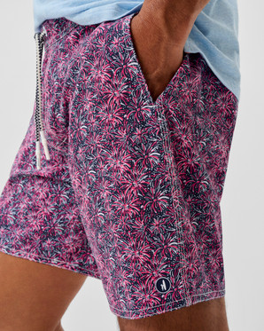 Half Elastic 7" Swim Trunks-Star Spangled