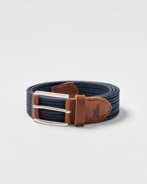 Farley Waxed Cotton Stretch Belt- Navy