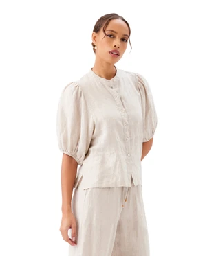 Puff Sleeve Linen Shirt