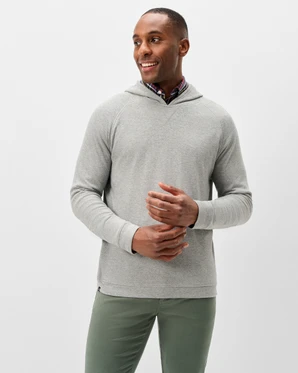 Cotton Blend Hoodie-Lt Gray
