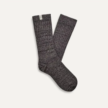 Rib-Knit Slouchy Crew Sock - Grey/Black