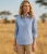 Ruched Sleeve Button Up Shirt-Chambray