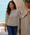 Stripe 3/4 Sleeve Boatneck Top