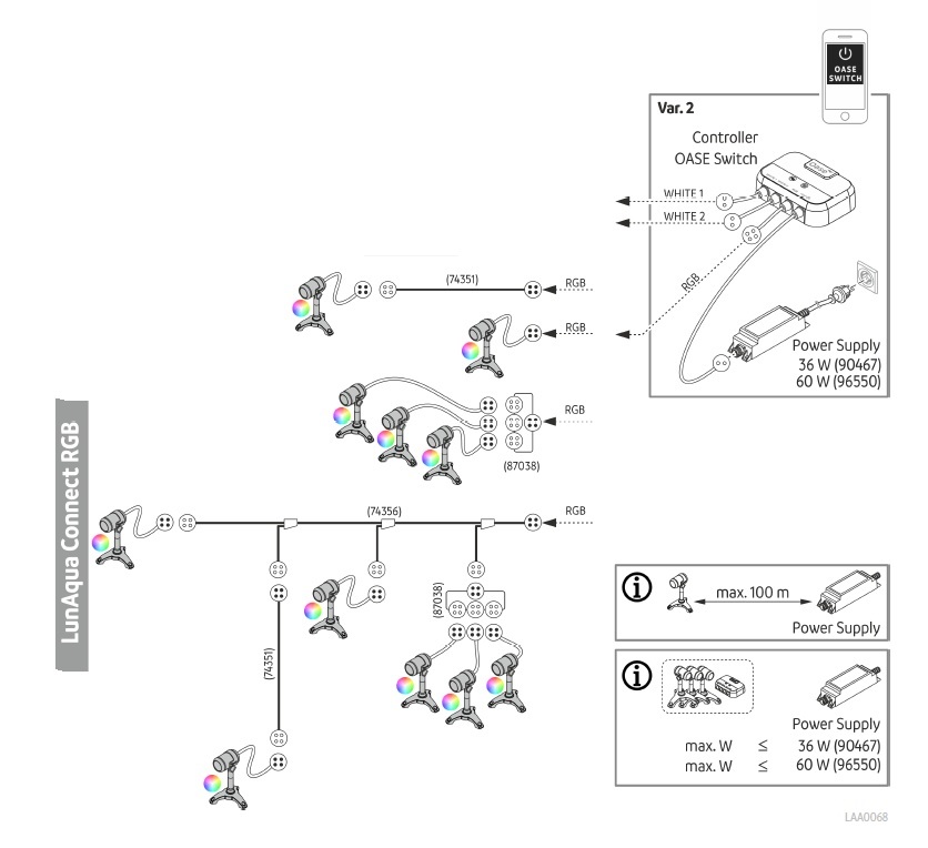 oase lunaqua connecty wiring options