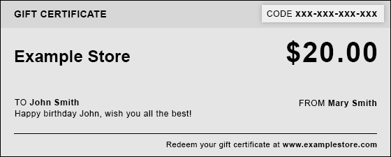 Example Gift Certificate