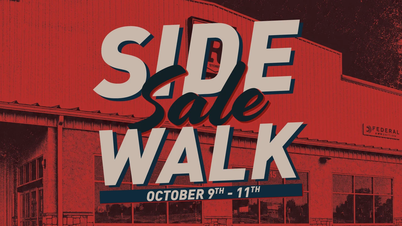 Click here to shop the Big R Sidewalk Sale, October 9–11. Bold sale lettering over a red-toned photo of a Big R storefront.