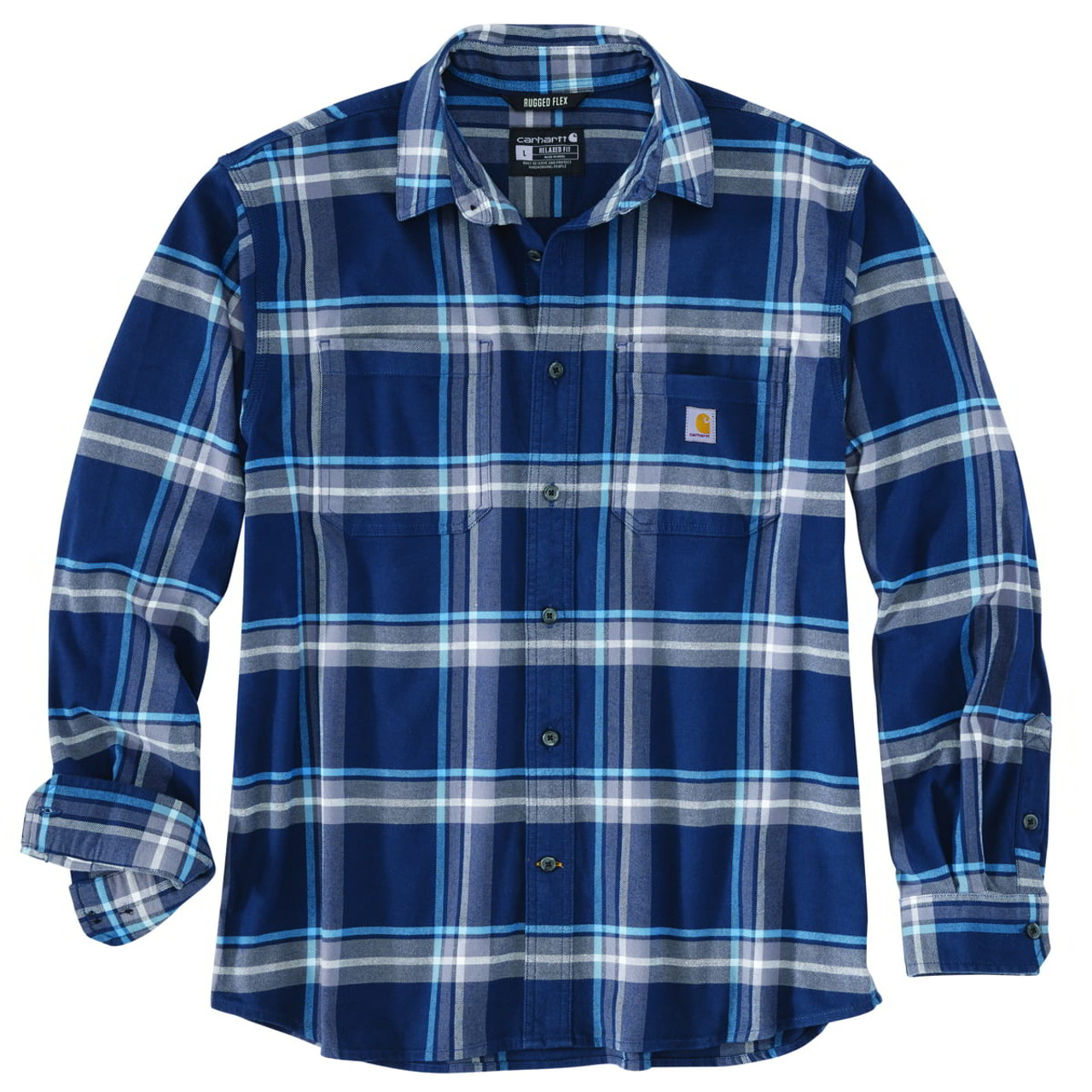 Carhartt Mens Rugged Flex Relaxed Fit Midweight Flannel Long Sleeve Plaid  Shirt