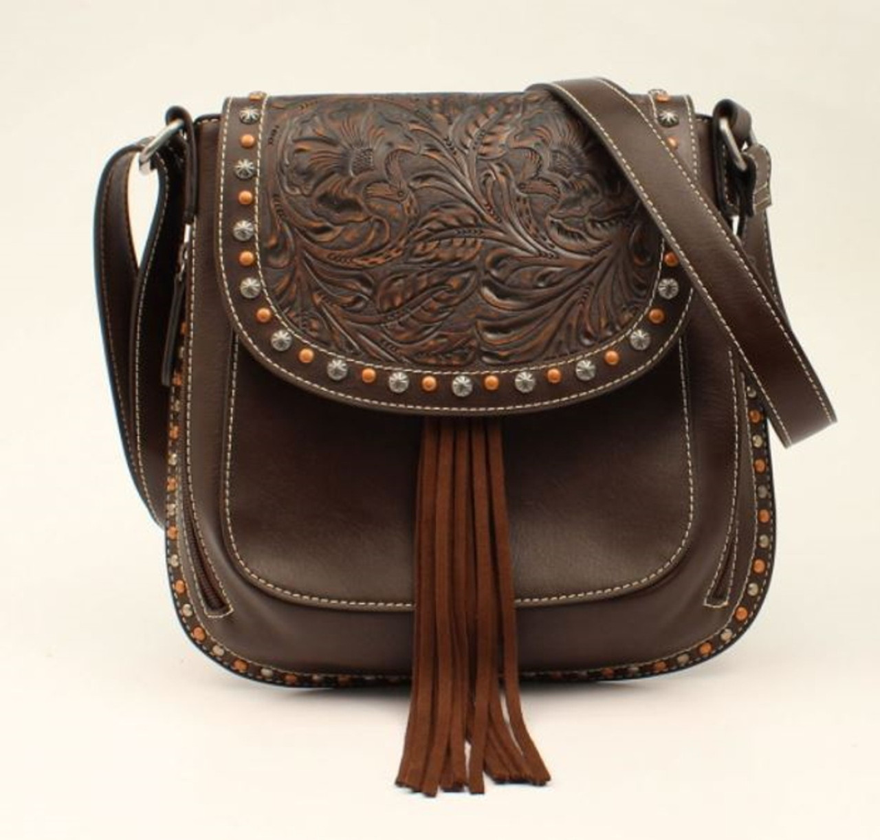 Nocona Floral Embossed Concealed Carry Messenger Bag