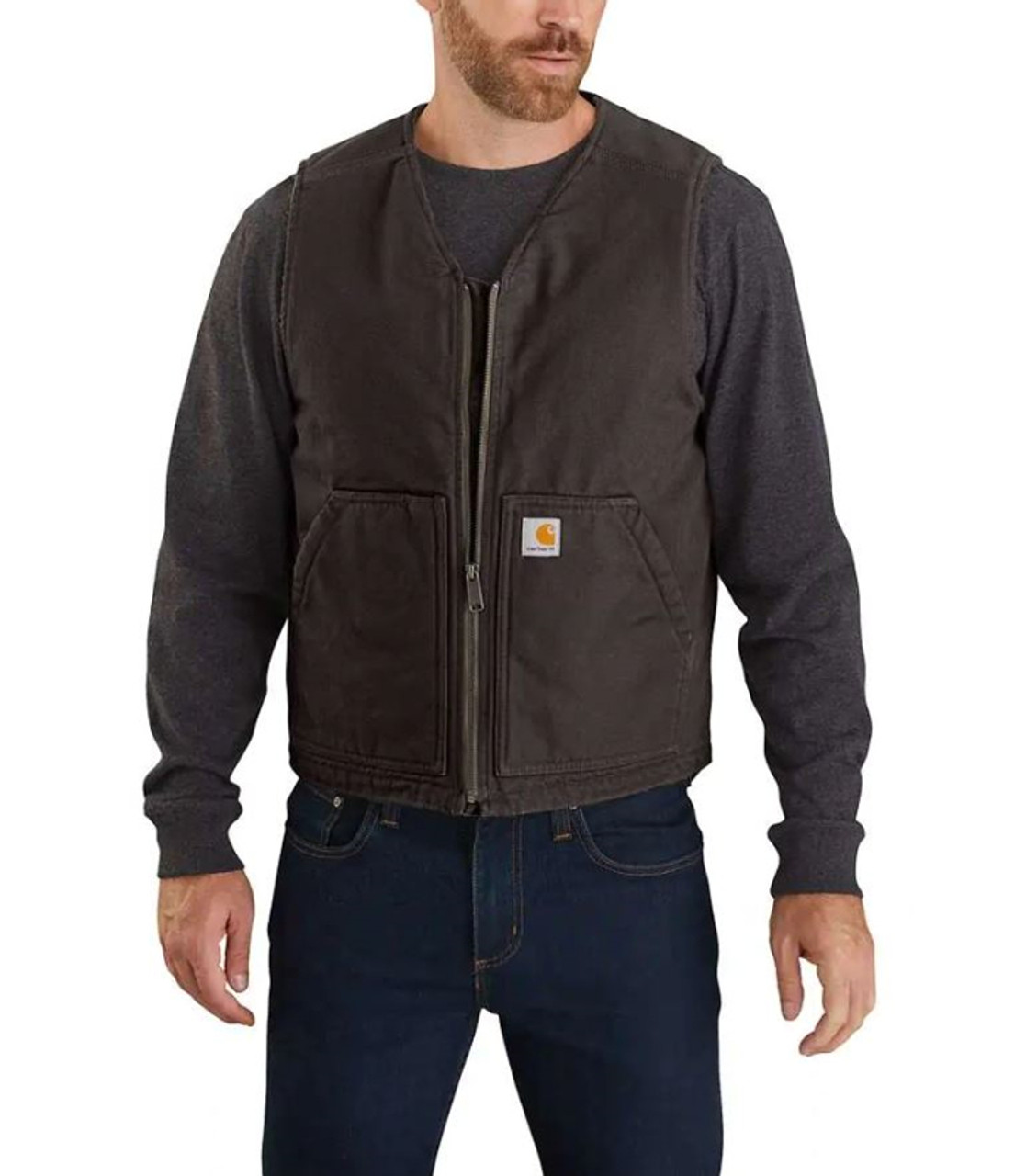 Carhartt Mens Washed Duck Sherpa Lined Vest