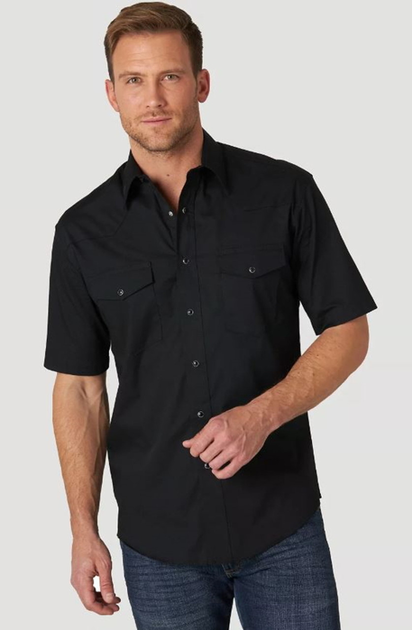 Wrangler Men's Sport Western Snap Shirt Black 2XL