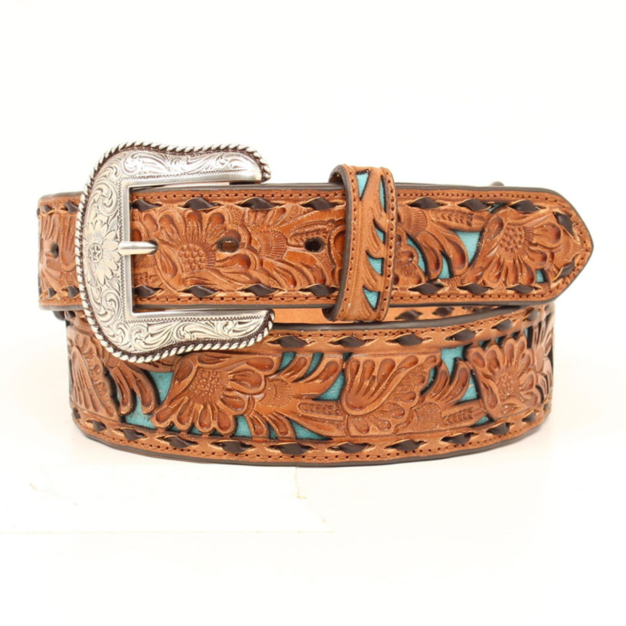 Nocona Women's Floral Overlay Leather Belt