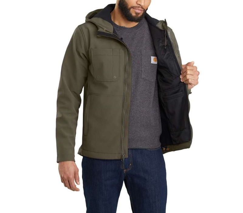 Carhartt Mens Rain Defender Relaxed Fit Midweight Softshell Hooded Jacket