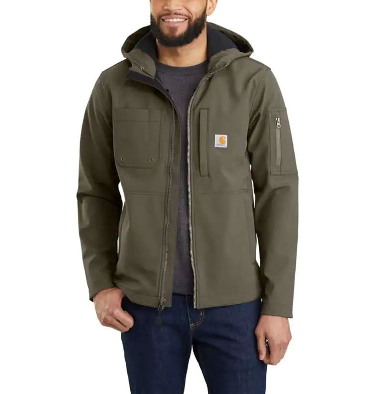 Carhartt Mens Rain Defender Relaxed Fit Midweight Softshell Hooded Jacket