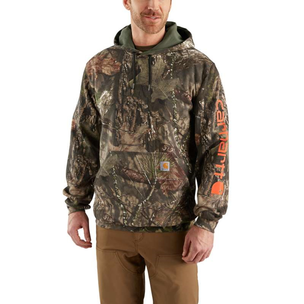 Carhartt - Mens Midweight Camo Sleeve Logo Hooded Sweatshirt