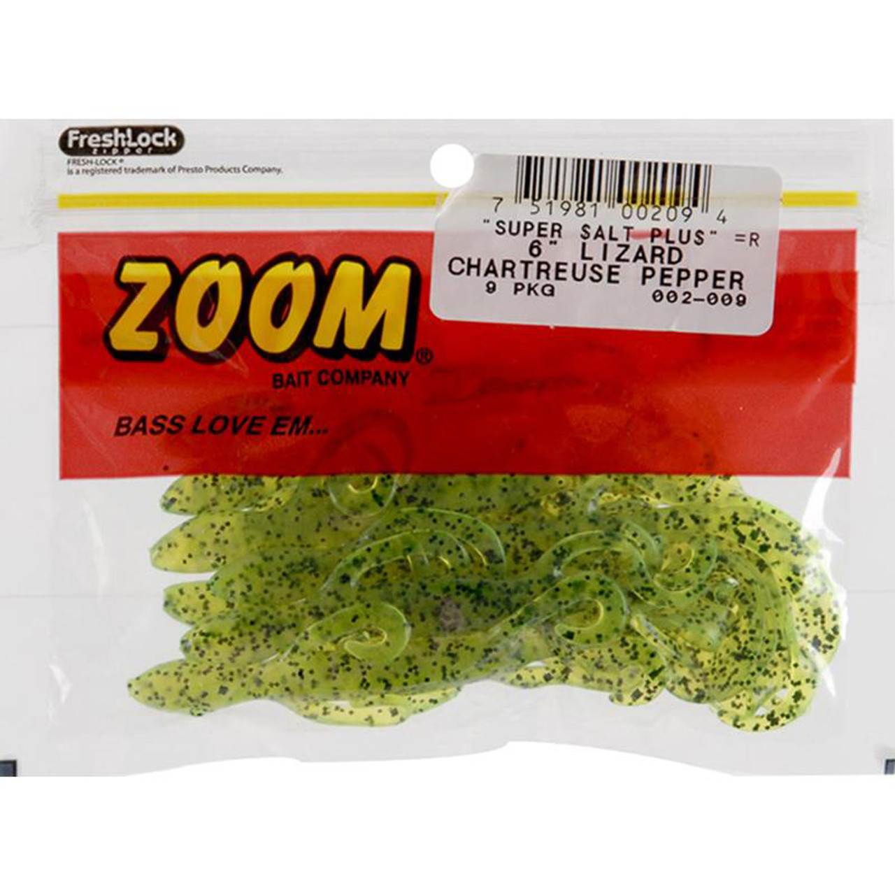 Zoom Super Salt Plus 6 inch Lizard - Chartreuse
