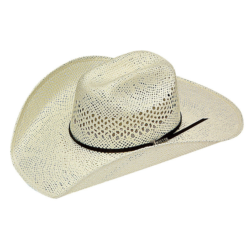 Chapeau de cowboy - Paille Bangora 2 tons Unisexe - Twister Hats Taille 7 US (56 CM