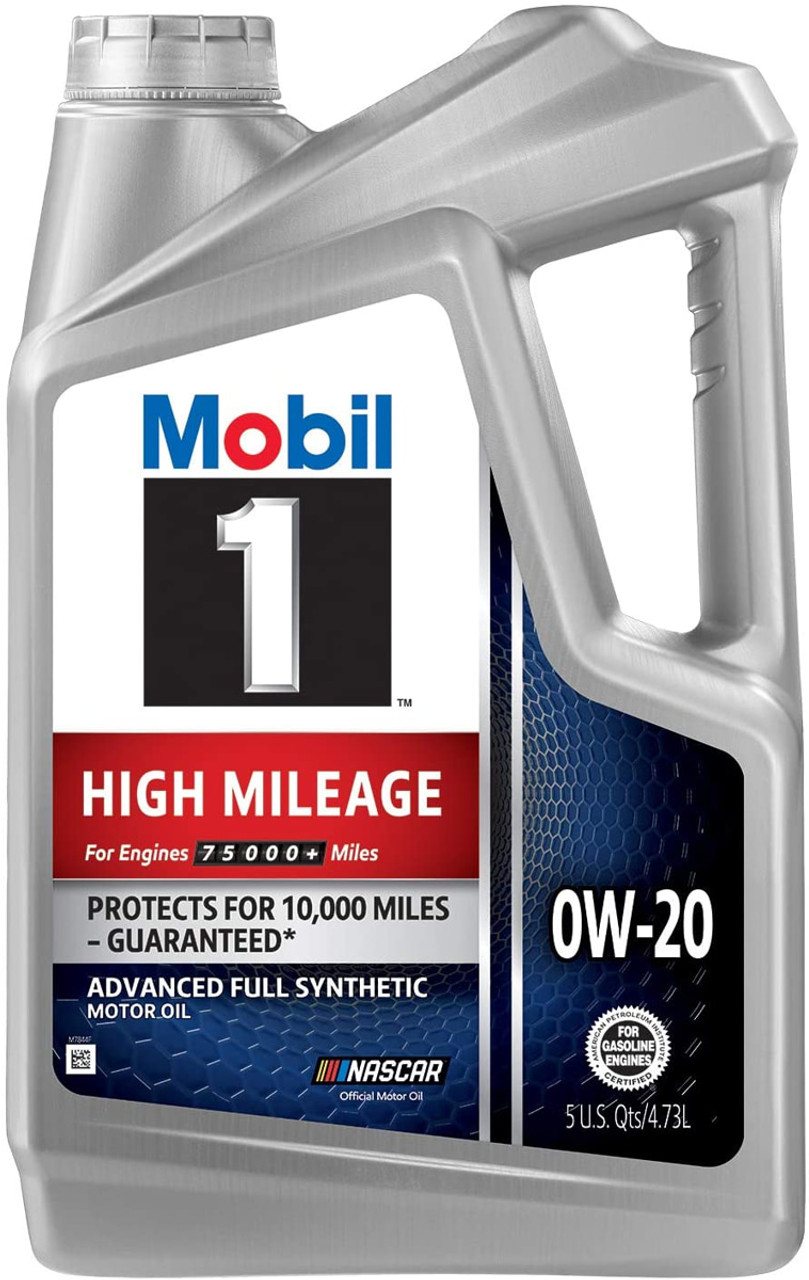 Mobil 1 High Mileage Full Synthetic Motor Oil 0W-20 5 Quart Jug