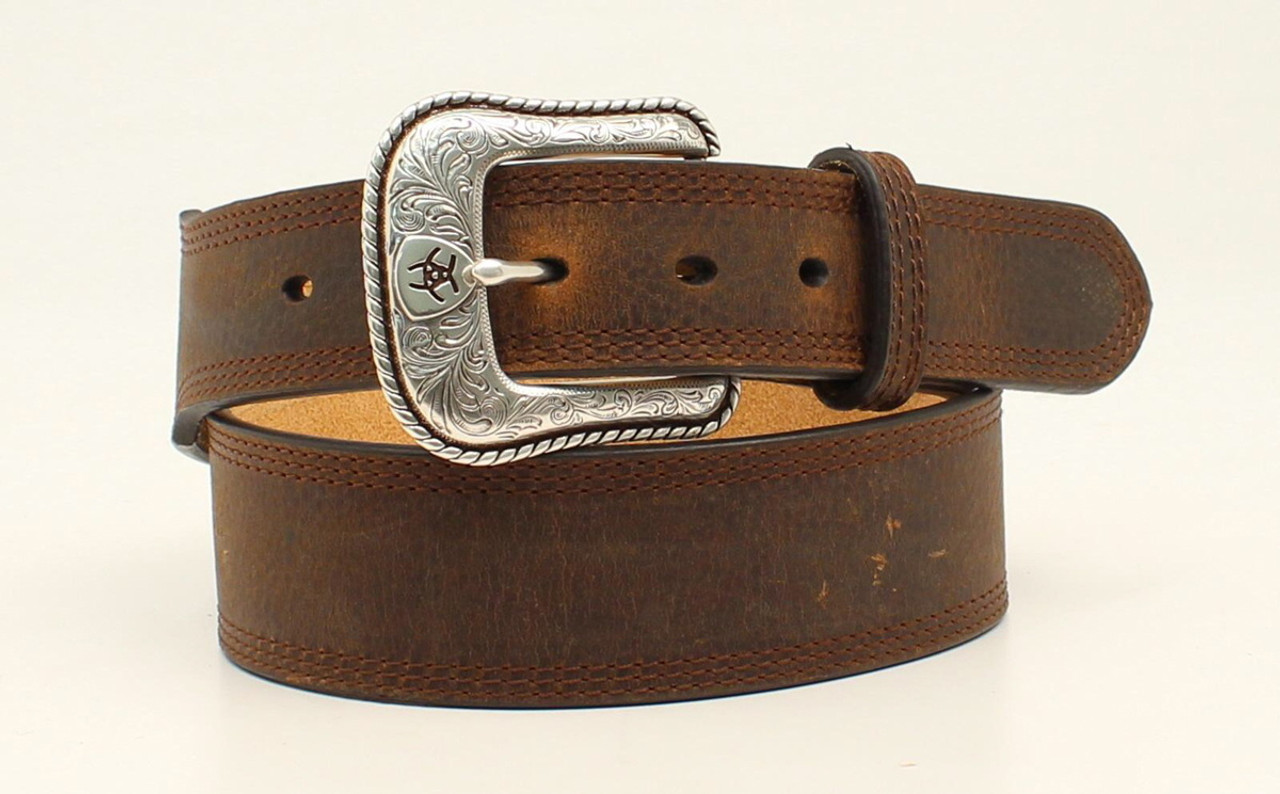 Ariat Mens Brown Rowdy Sistressed Leather Belt