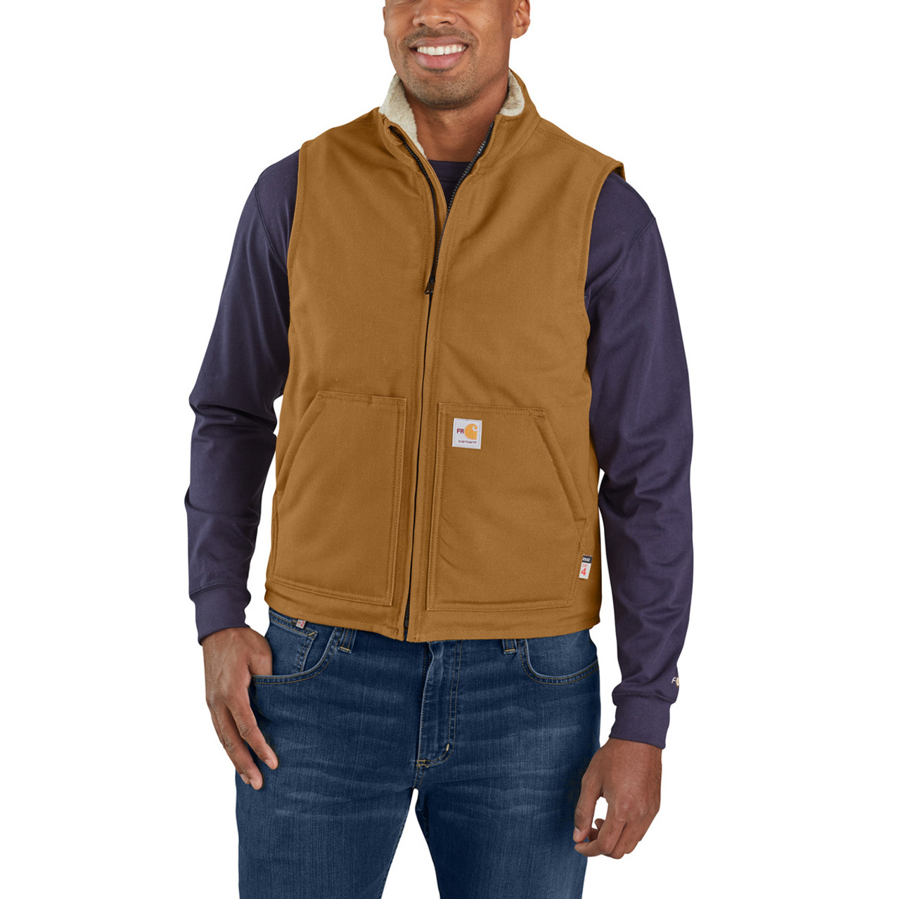 Carhartt Mens Flame-Resistant Duck Sherpa Lined Vest