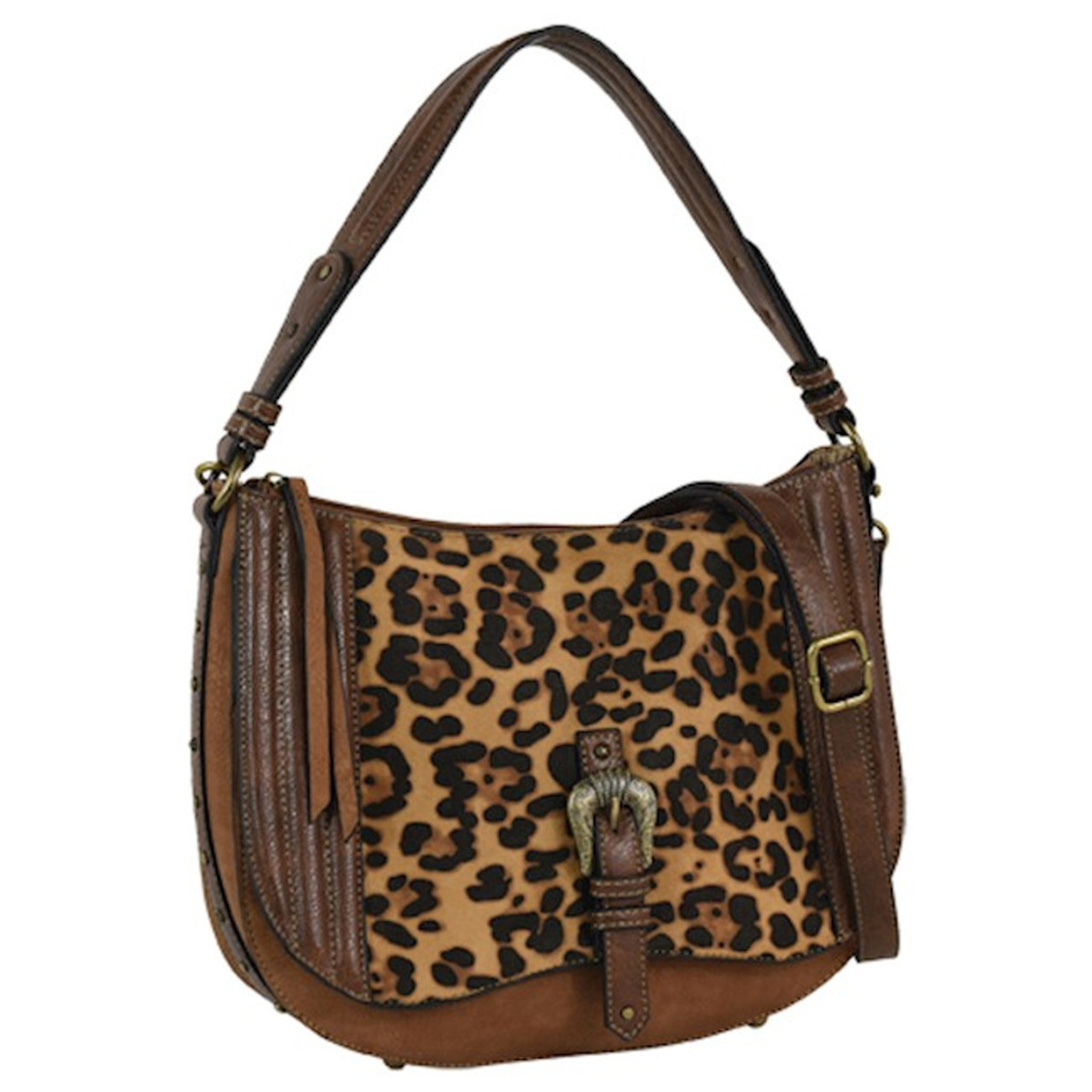 Justin Cheetah Print With Brown Trim Shoulder Bag