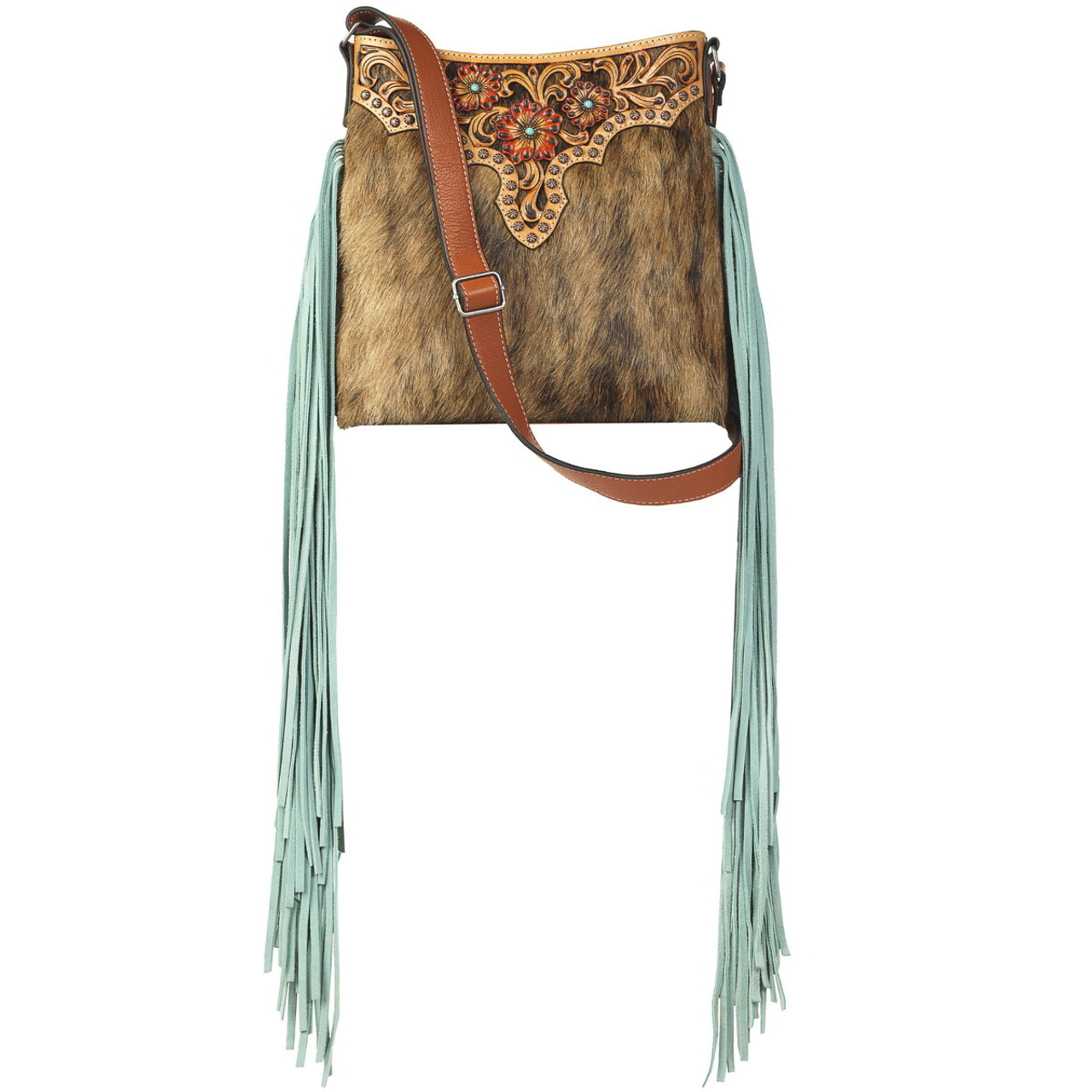 Lavawa Embossed Turquoise Concho Fringe Studded Crossbody Bag Handbag Purse  of lavawa-shopify – LAVAWA