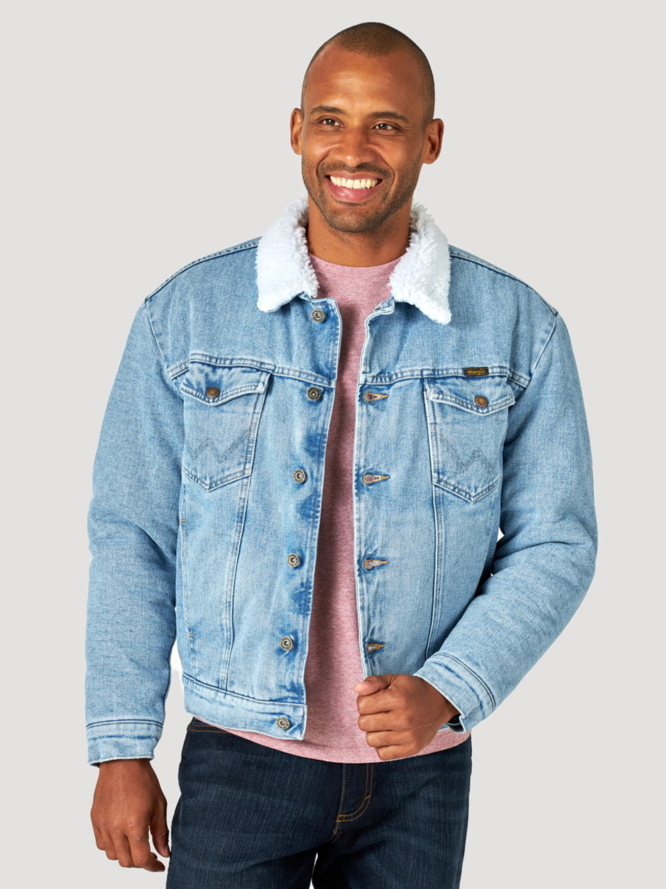 372J • Unisex Sherpa Lined Denim Jacket – Threadfast Apparel