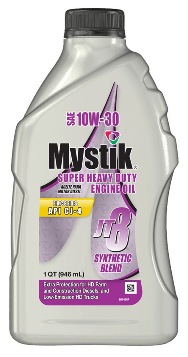 Mystik Super Heavy Duty Engine Oil JT8 Synthetic Blend 1 Quart