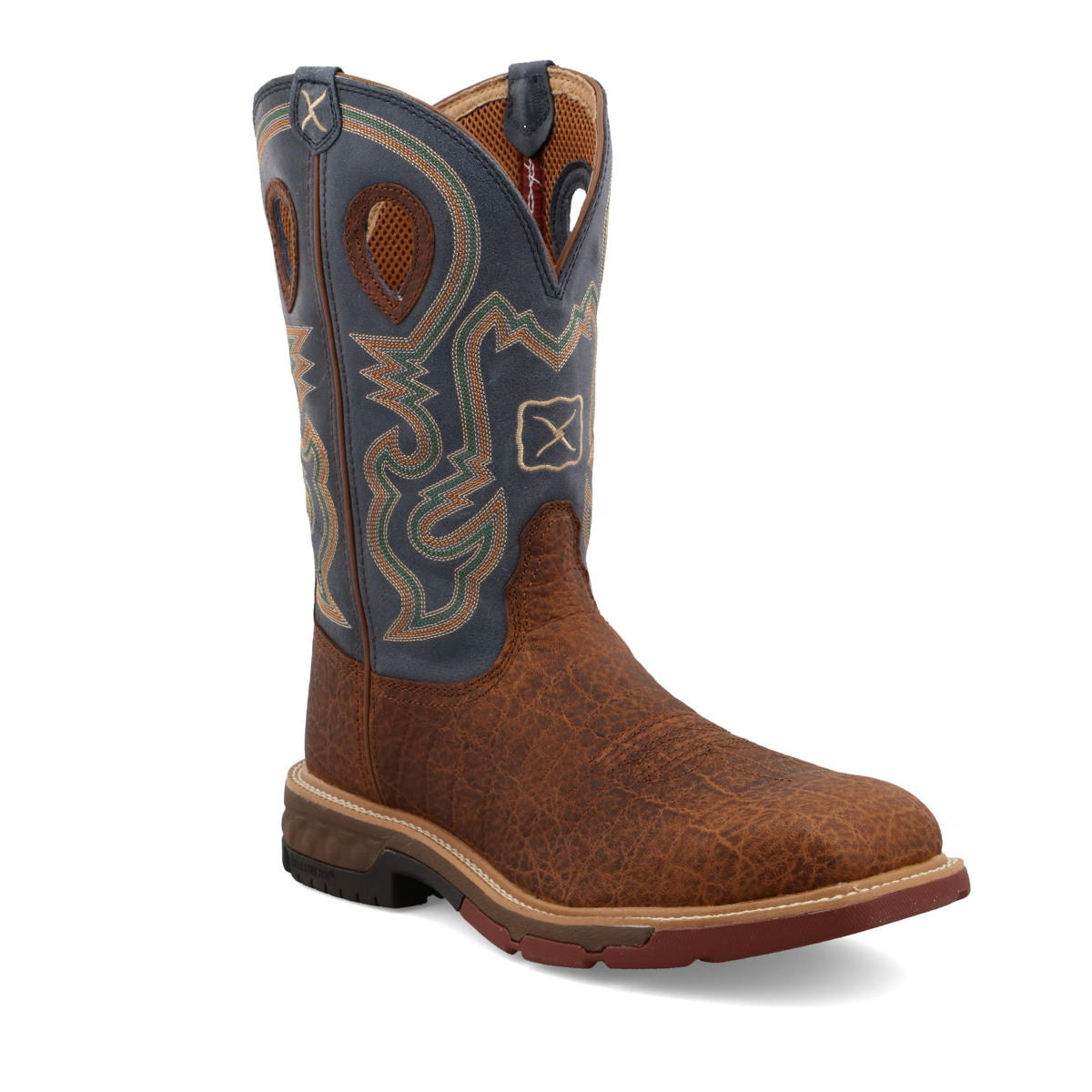 Twisted X Mens Brown & Blue Alloy Toe Western Work Boot display picture 3