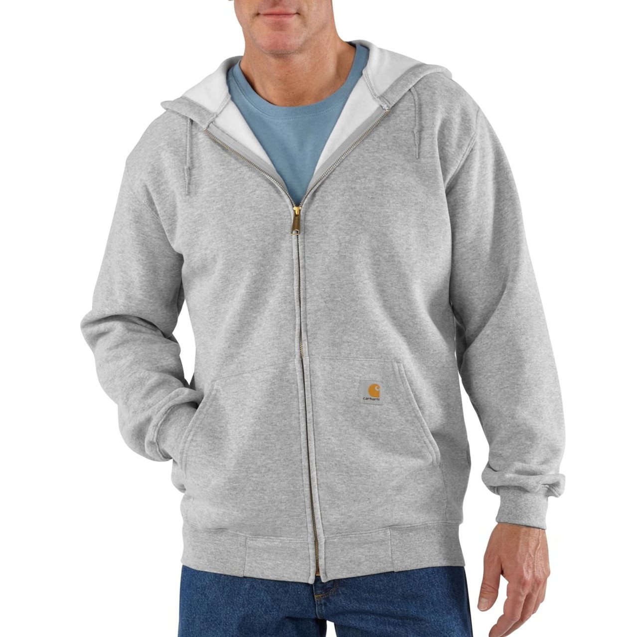 Carhartt Sweatshirts: Men's K122 472 Navy Midweight Hooded Front Zip  Sweatshirt