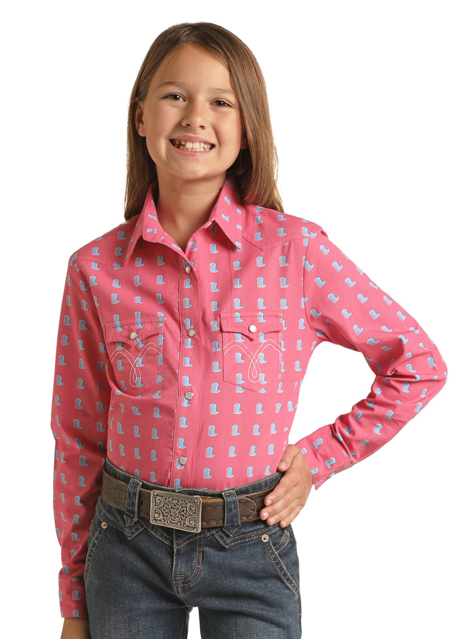 Pink sales western shirt