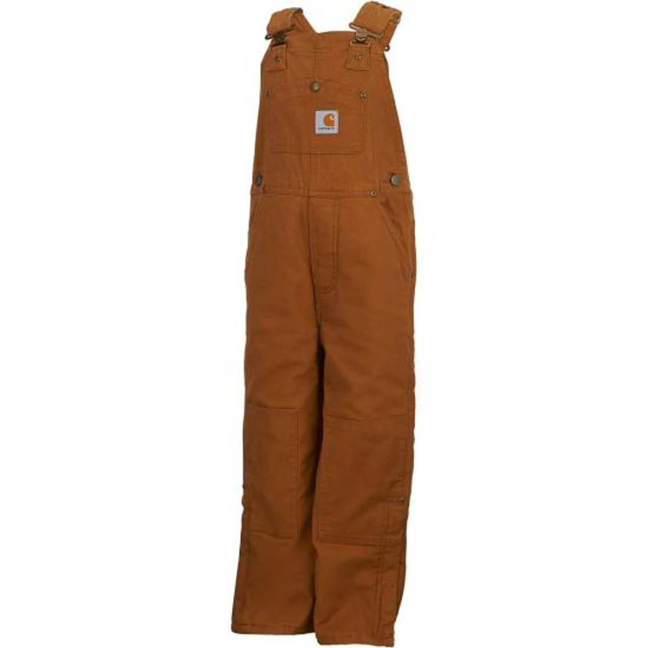 Mens Carhartt Quilt-Lined Washed Duck Bib Brown