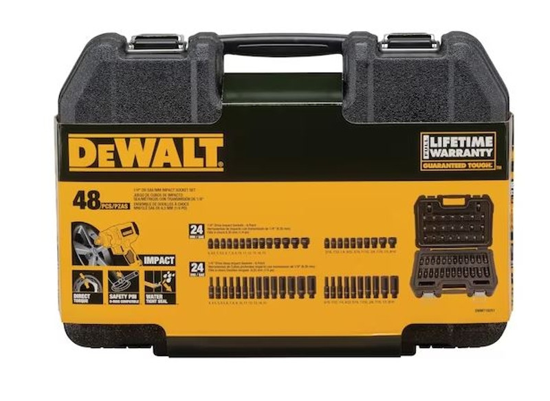 DeWalt 1/4in Drive Combination Impact Socket Set 6 Point 48-Piece Set