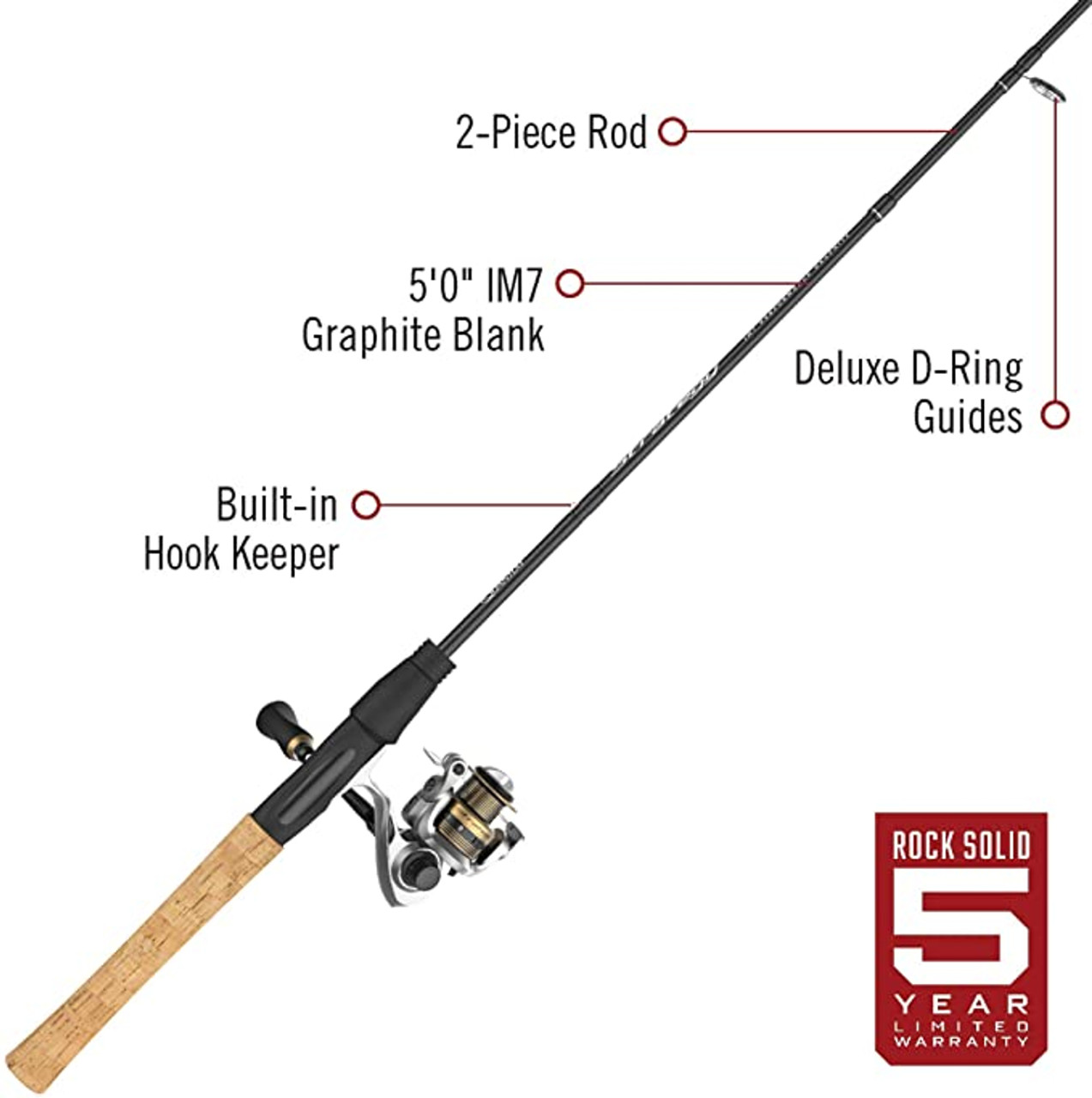 Quantum Strategy Spinning Reel and 2-Piece Fishing Rod Combo, IM7 Graphite  Rod with Cork Handle