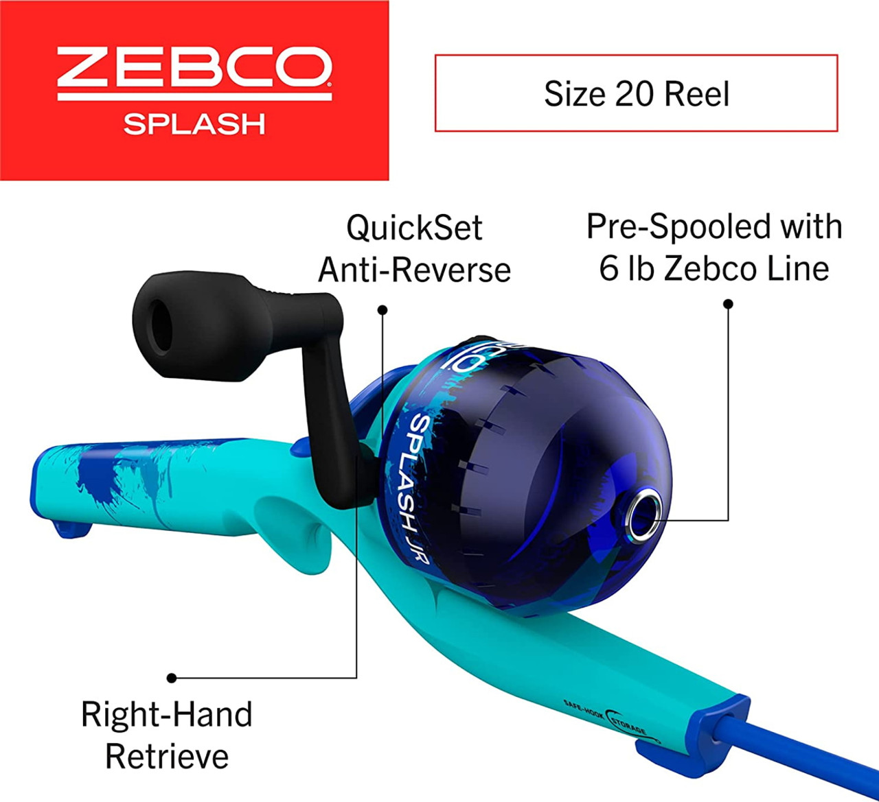 Zebco Blue Splash Kids Spincast Reel and Fishing Rod Combo, 29 Durable  Floating Fiberglass Rod with