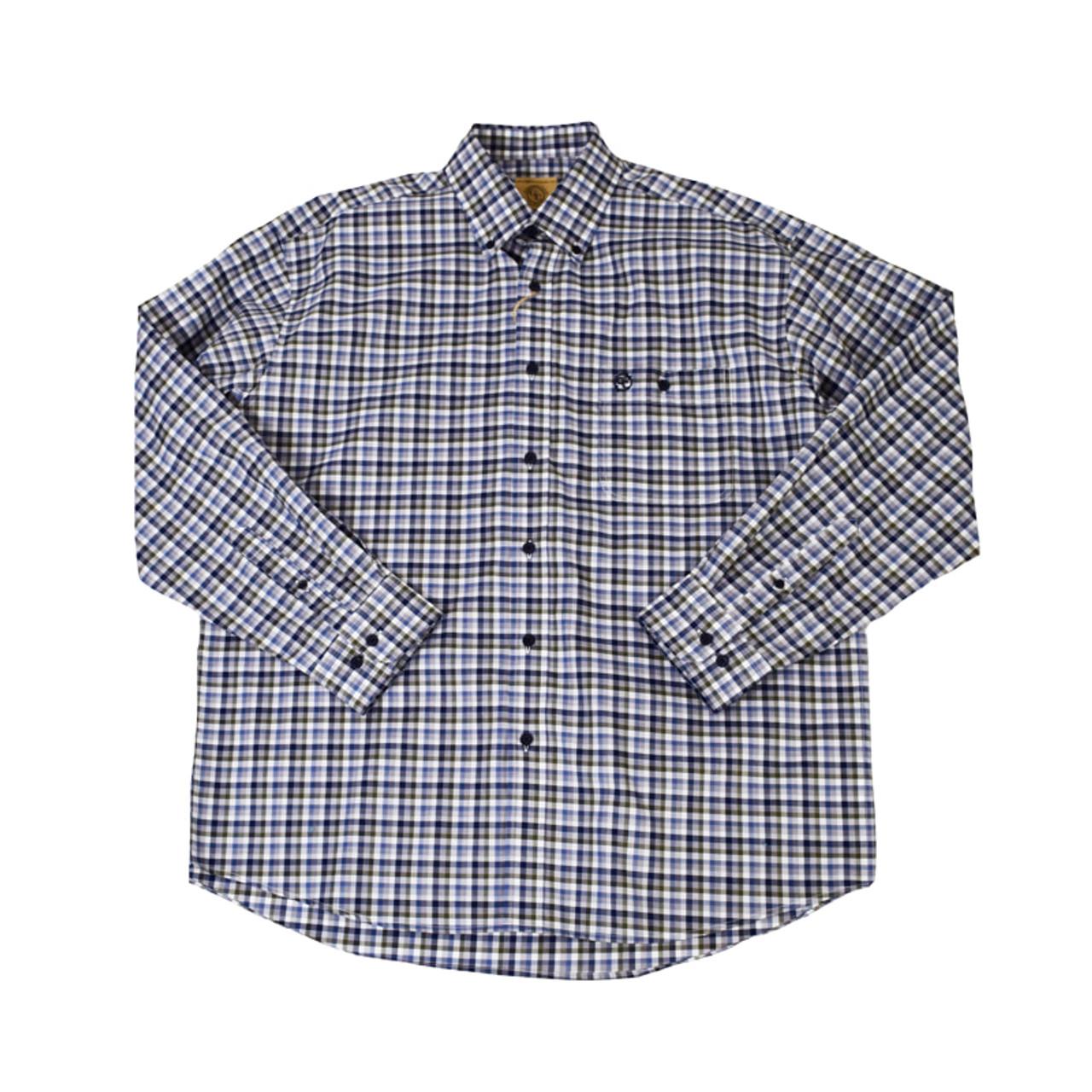 Gunnison Creek Men's Olive/White Plaid Long Sleeve Button Up Shirt