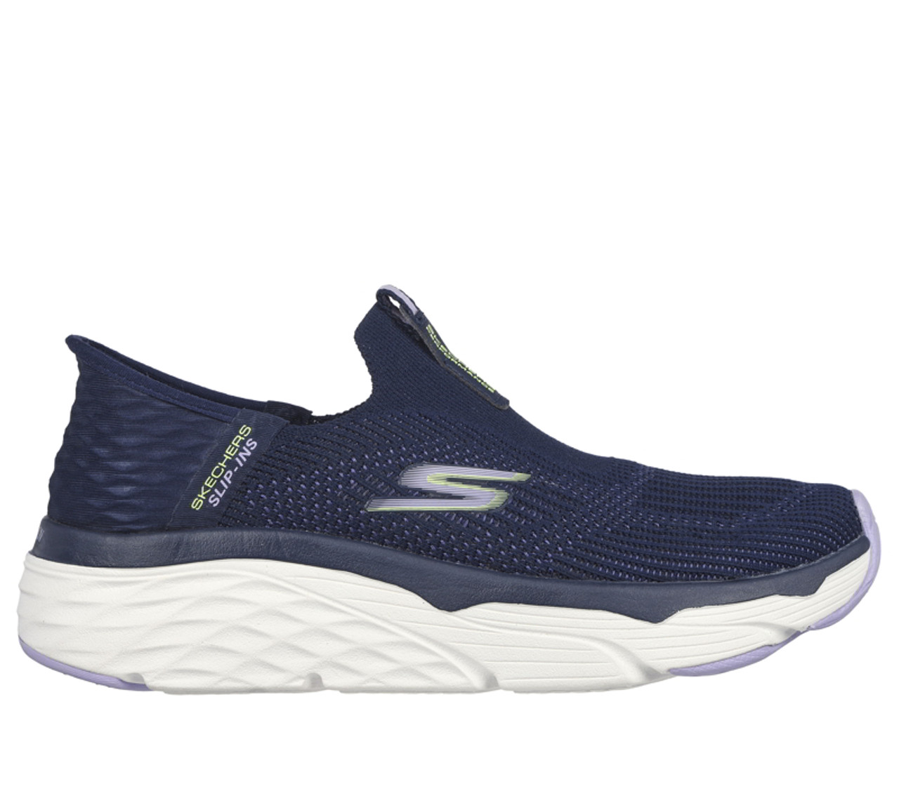 Skechers Womens Navy & Lavender Slip-Ins Max Cushioning Smooth Shoe