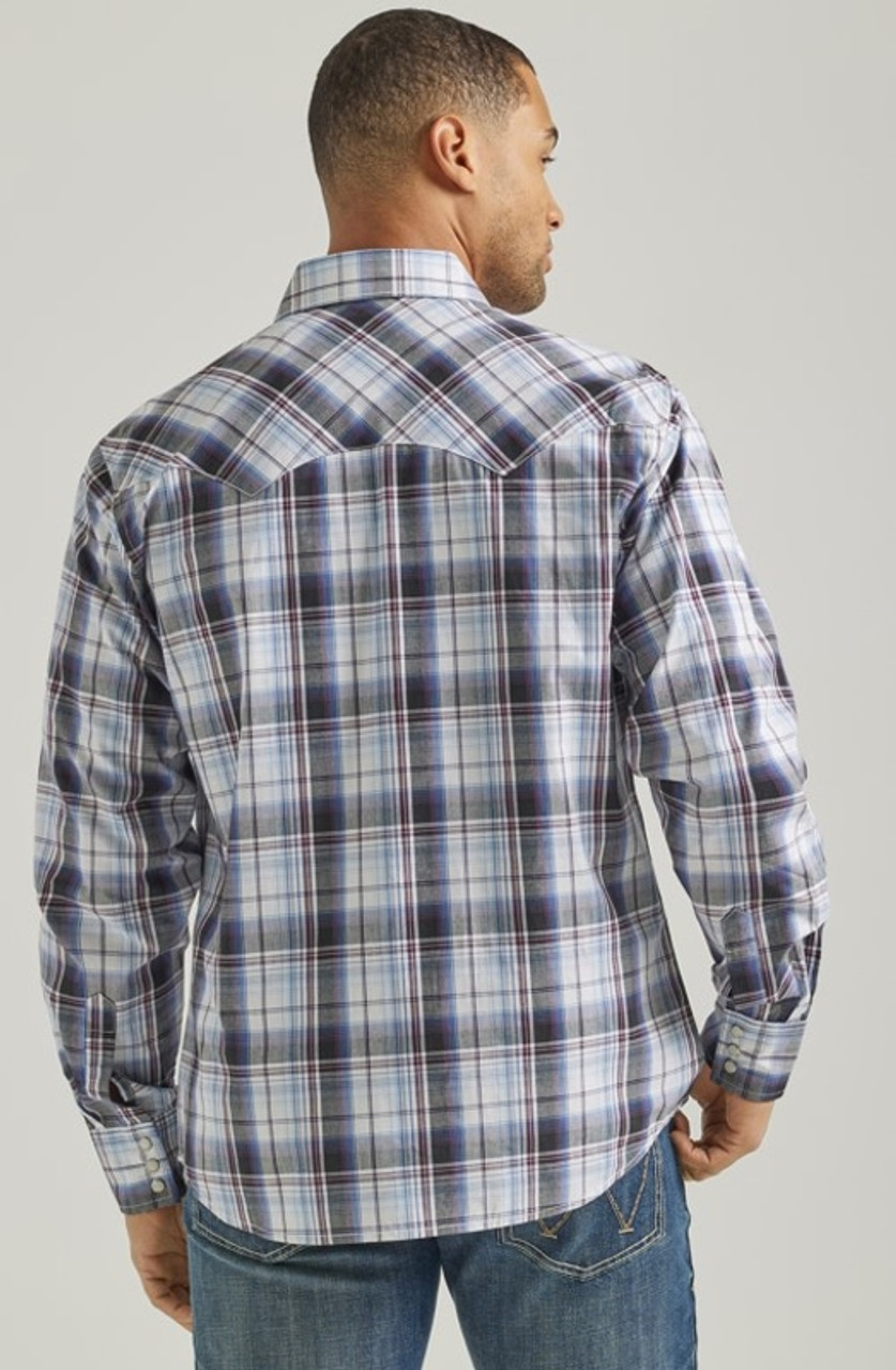 Wrangler Retro Men's Plaid Print Long Sleeve Snap Western Shirt