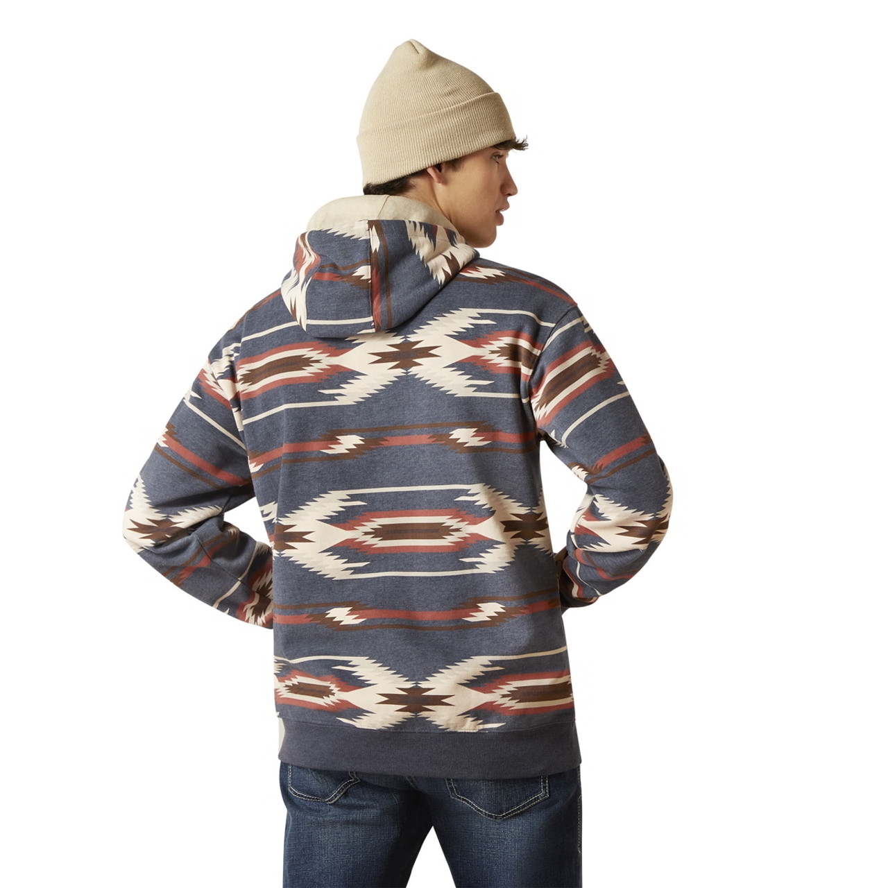 Ariat Mens Navy Printed Chimayo Hoodie