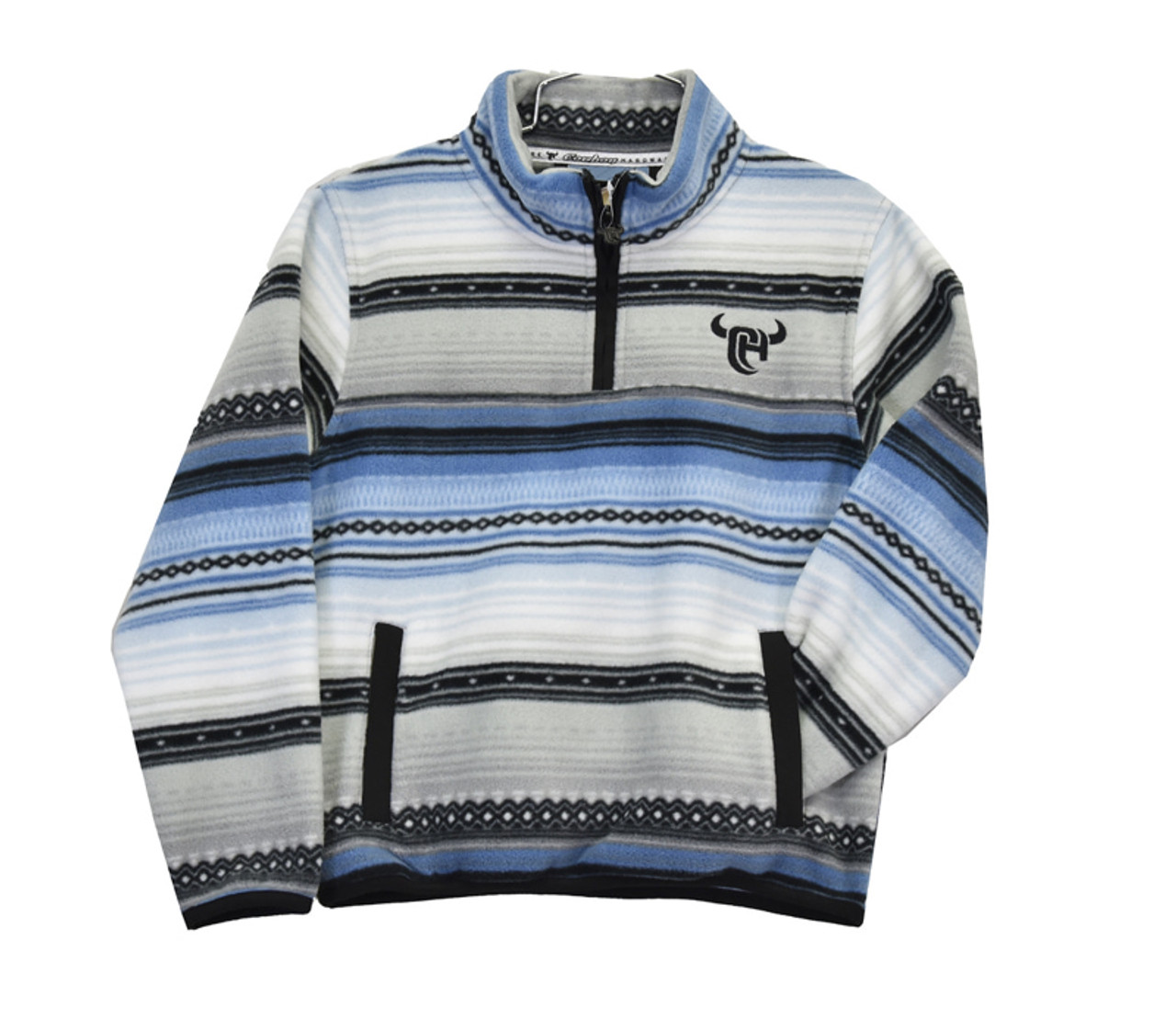 Cowboy Hardware Boys Blue Black Aztec Serape Polar Fleece Pullover