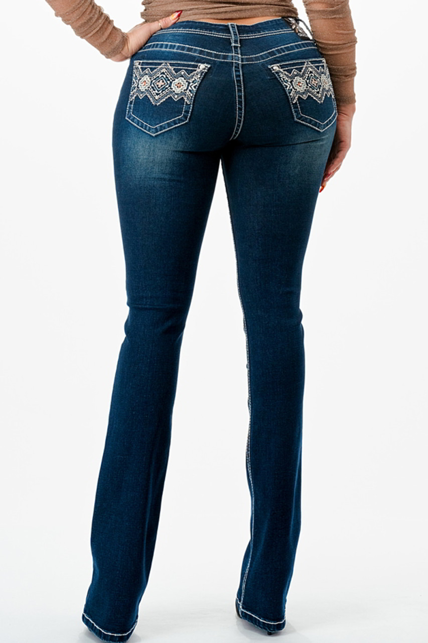 DenimFlex™ bling back pocket bootcut jean