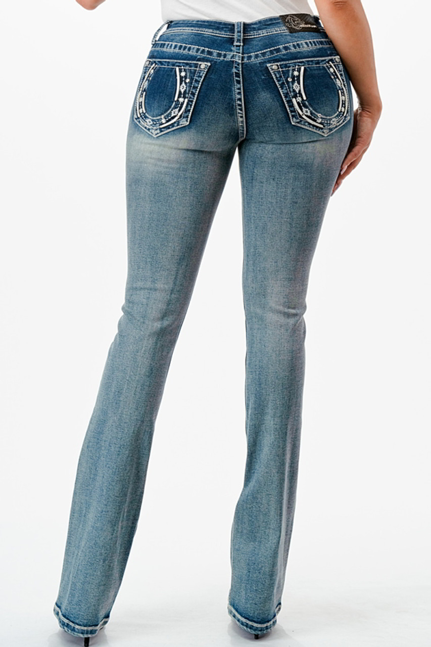 Light Wash Mid Rise Bootcut Jeans